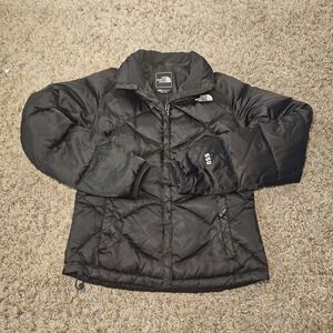 The North Face 550 Goose Down Puffer Jacket Womens Size S Black Quilted Coat